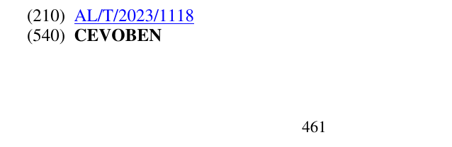 Zëri i markës CEVOBEN 462 në buletin