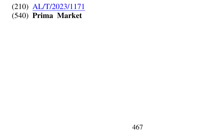 Zëri i markës Prima Market 468 në buletin