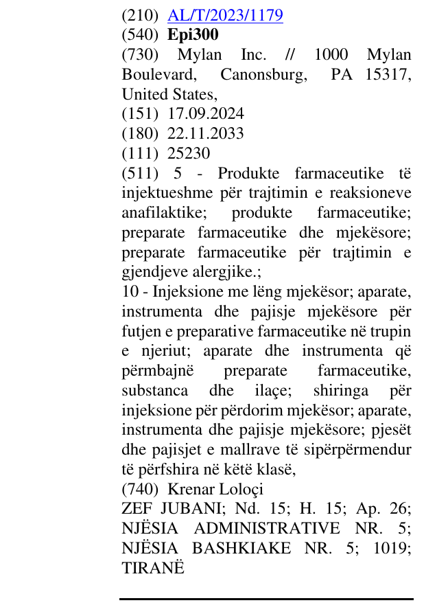 Zëri i markës Epi300 në buletin