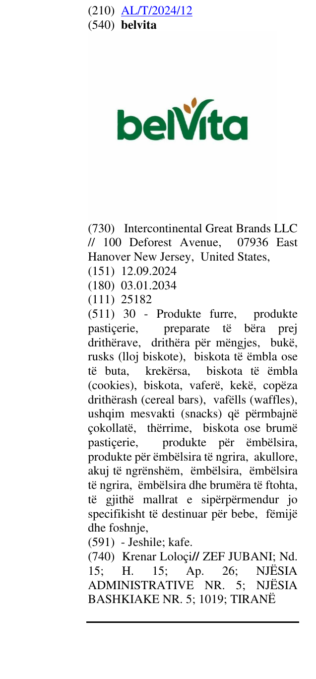 Zëri i markës belvita në buletin