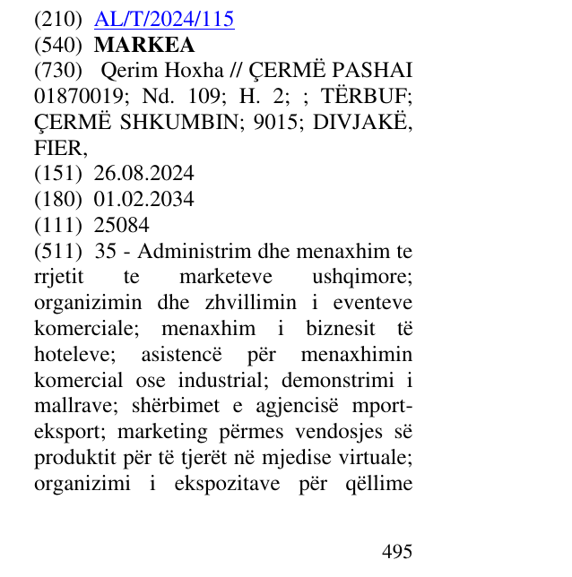 Zëri i markës MARKEA në buletin