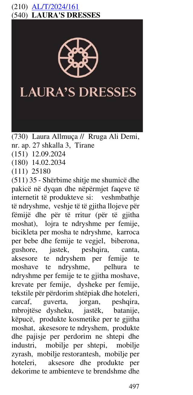 Zëri i markës LAURA'S DRESSES në buletin