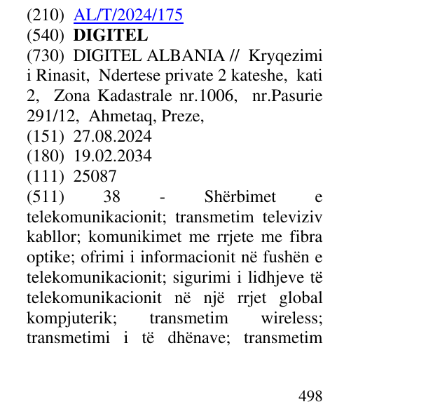 Zëri i markës DIGITEL në buletin