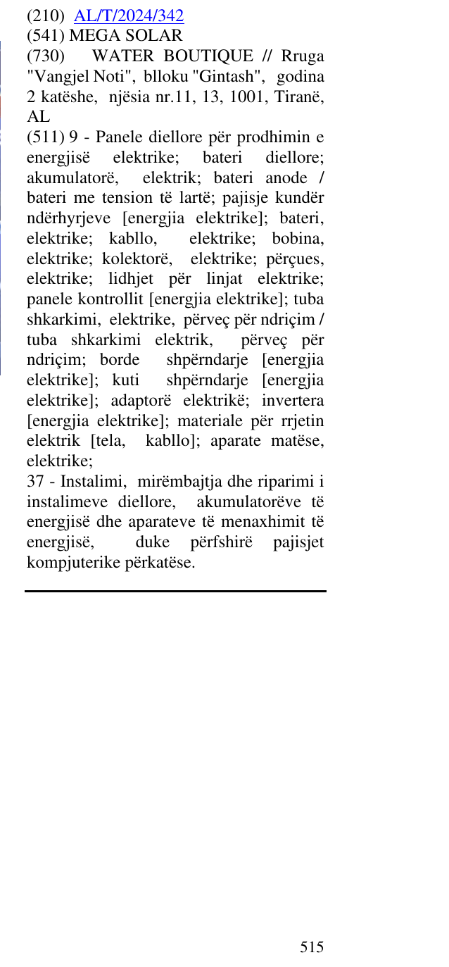 Zëri i markës MEGA SOLAR në buletin