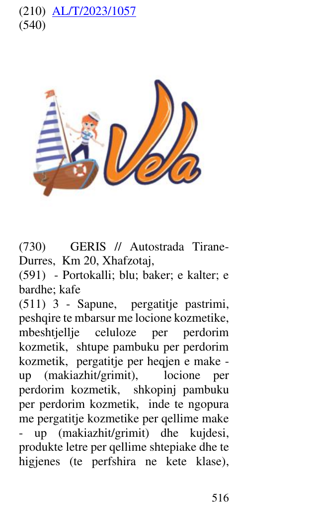 Zëri i markës vela në buletin