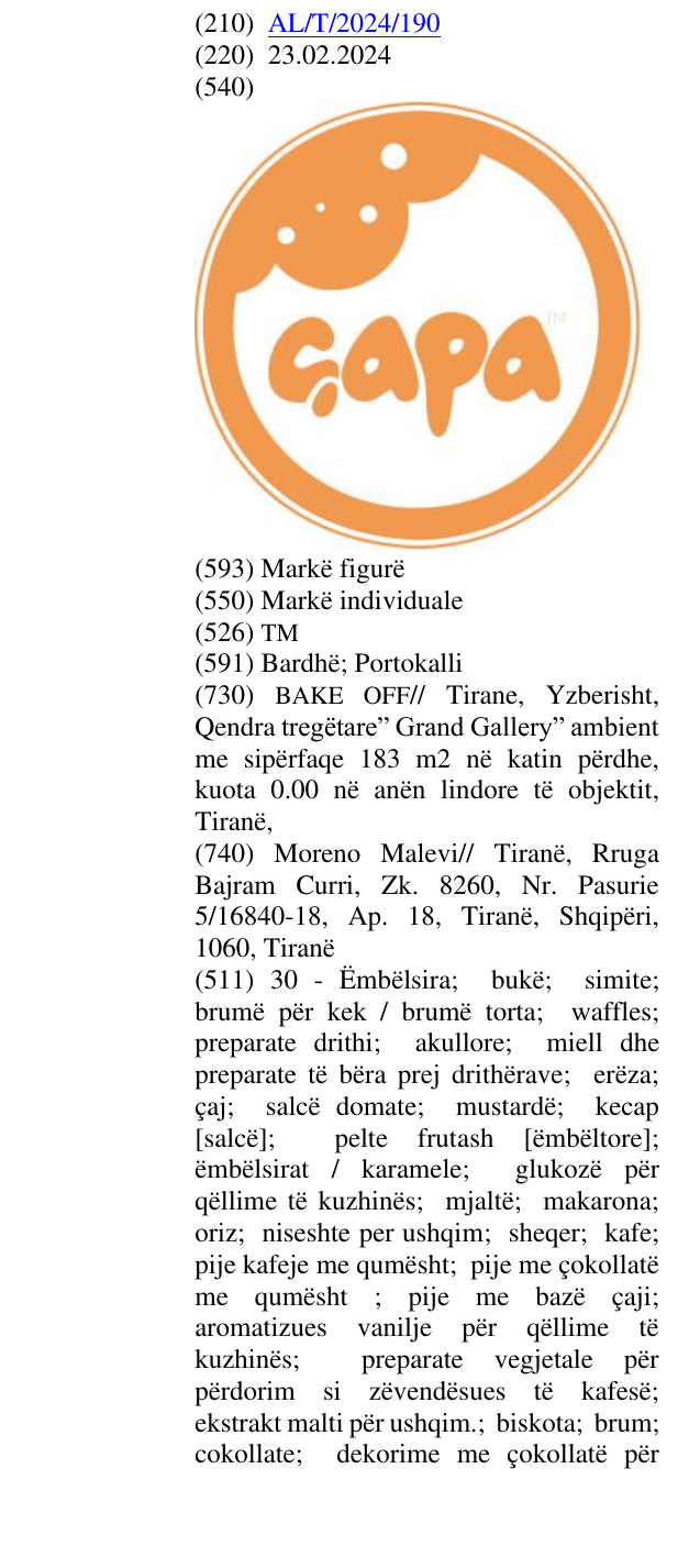 Zëri i markës TM në buletin