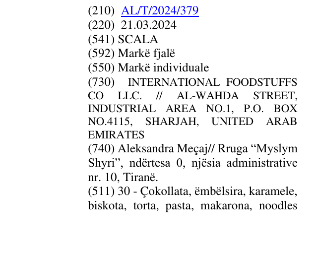 Zëri i markës SCALA në buletin