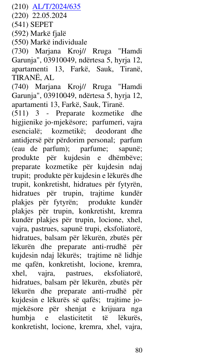Zëri i markës SEPET në buletin