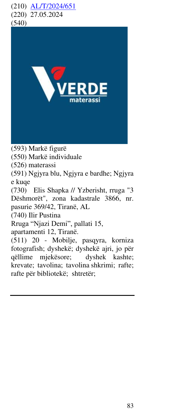 Zëri i markës materassi në buletin