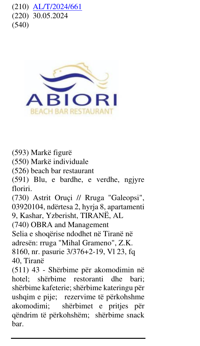 Zëri i markës beach bar restaurant në buletin