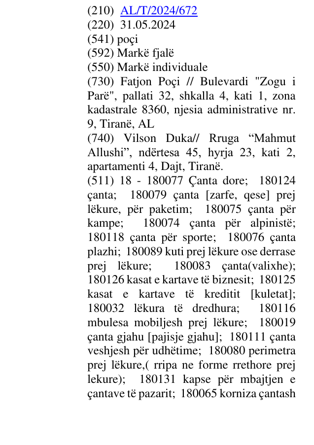 Zëri i markës poçi në buletin