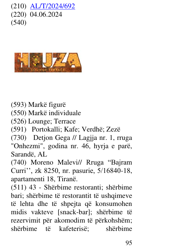 Zëri i markës Lounge; Terrace në buletin