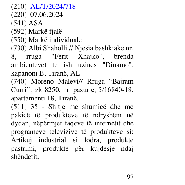 Zëri i markës ASA në buletin