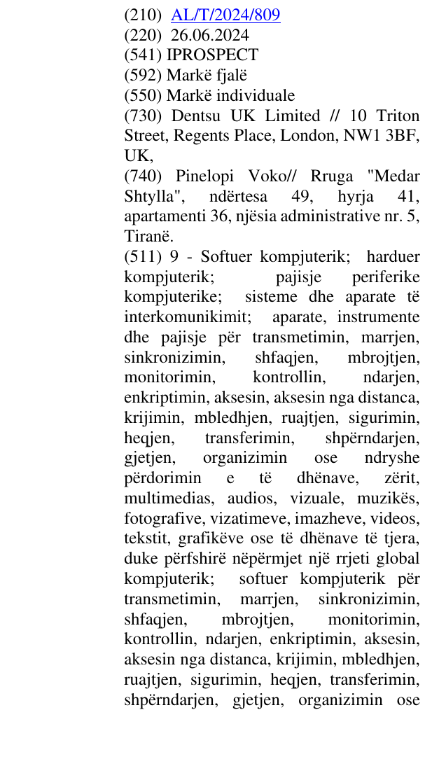 Zëri i markës IPROSPECT në buletin
