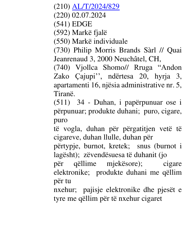 Zëri i markës EDGE në buletin