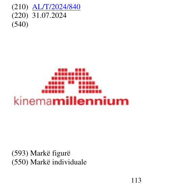 Zëri i markës Fjala "kinema". në buletin