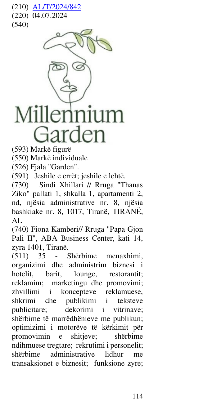 Zëri i markës Fjala "Garden". në buletin