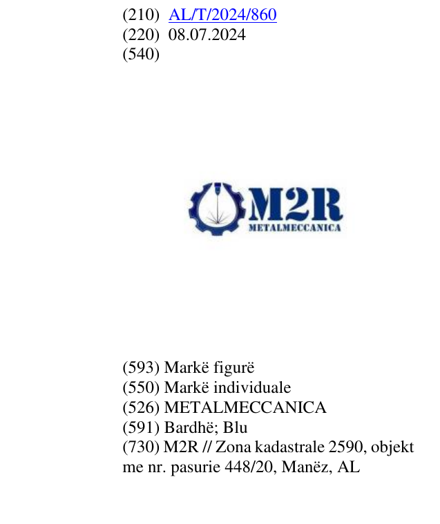 Zëri i markës METALMECCANICA në buletin