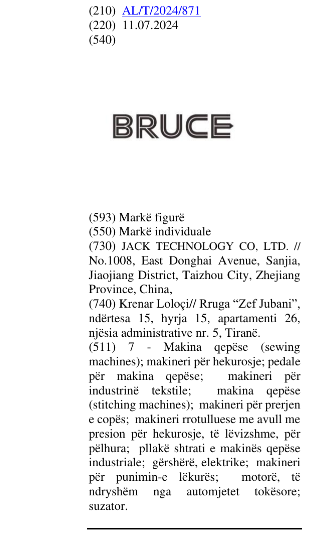 Zëri i markës BRUCE në buletin