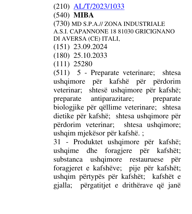 Zëri i markës MIBA në buletin