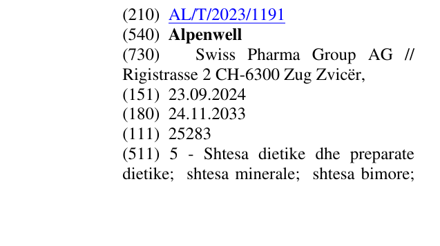 Zëri i markës Alpenwell në buletin