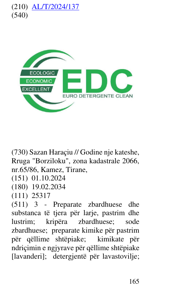 Zëri i markës Ecologic; economik; Excellent; Euro; Detergente; Clean në buletin