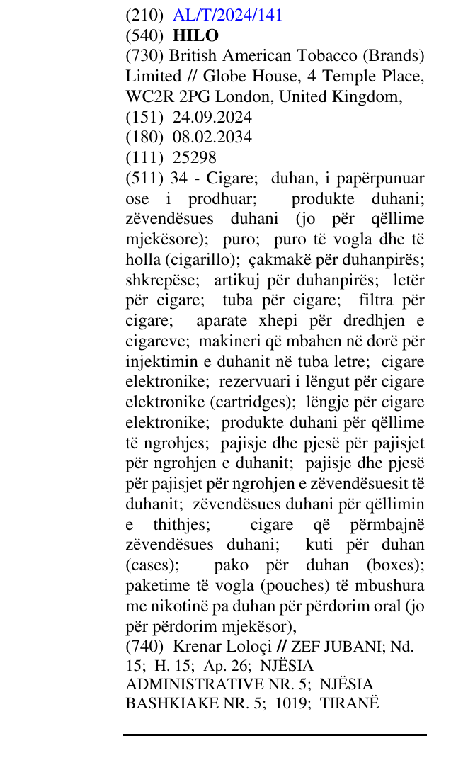 Zëri i markës HILO në buletin