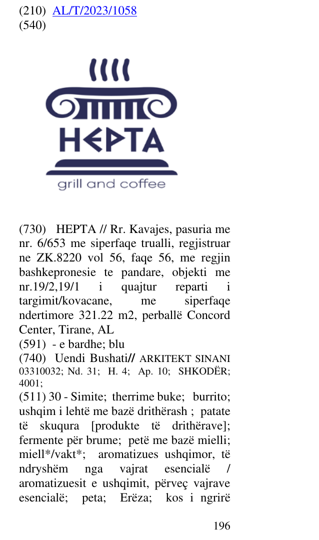 Zëri i markës HEPTA në buletin