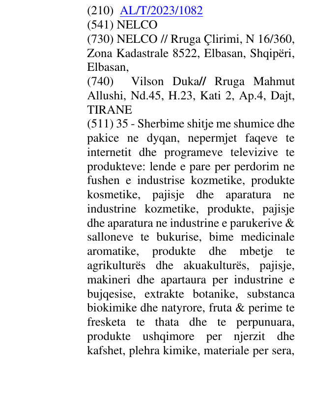 Zëri i markës NELCO në buletin