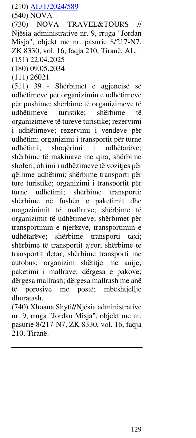 Zëri i markës NOVA në buletin