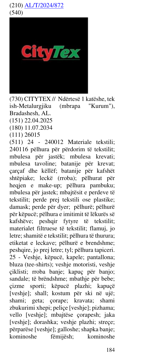 Zëri i markës Tex në buletin