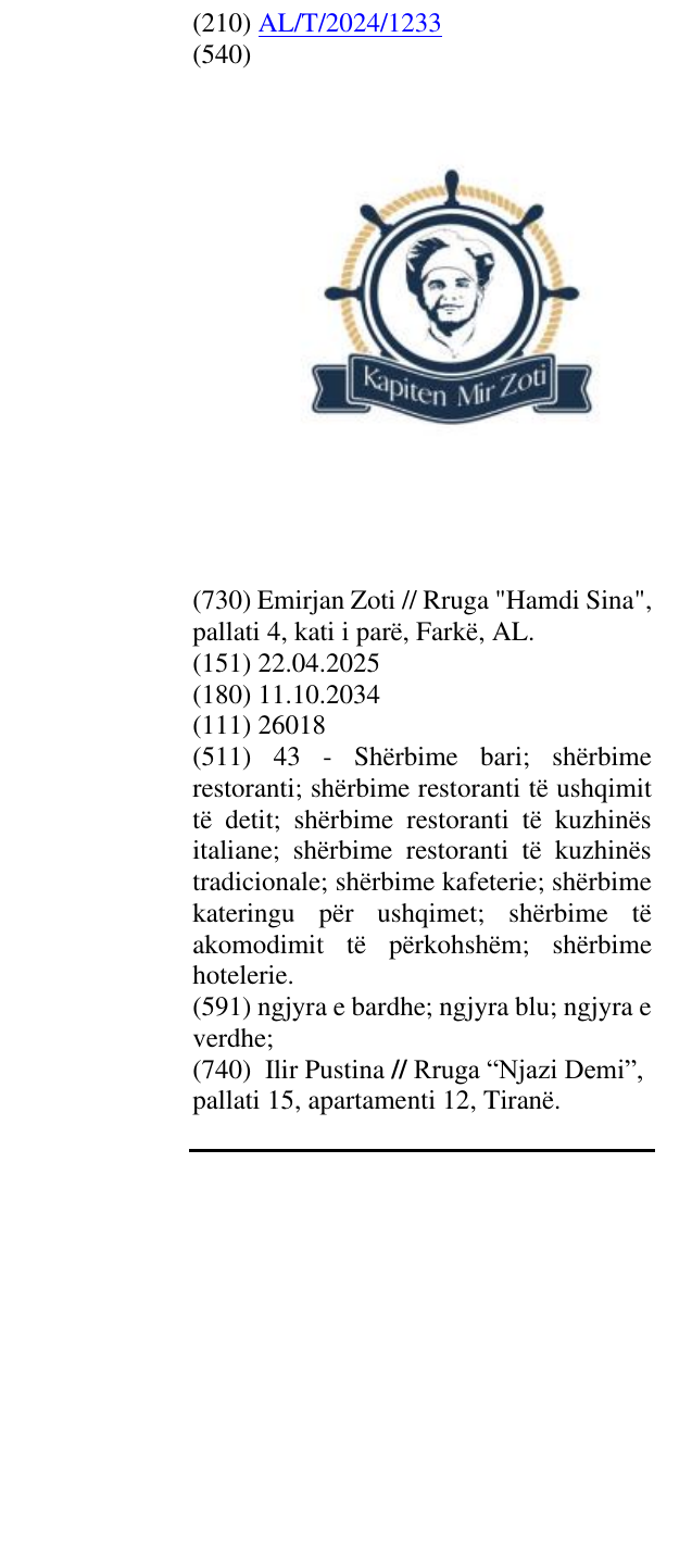 Zëri i markës Kapiten Mir Zoti në buletin