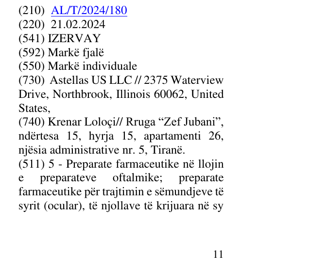 Zëri i markës IZERVAY në buletin