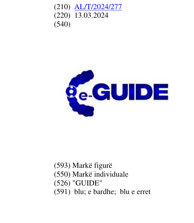 Zëri i markës "GUIDE" në buletin