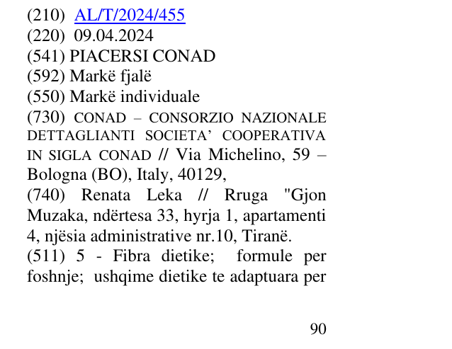 Zëri i markës PIACERSI CONAD në buletin