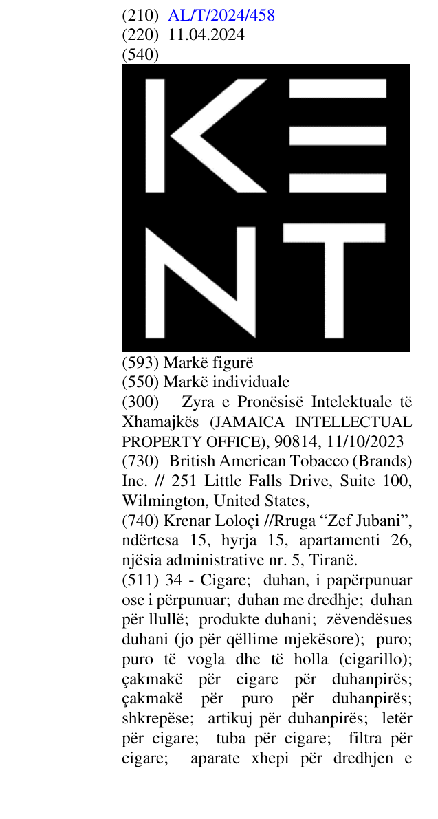 Zëri i markës KENT në buletin