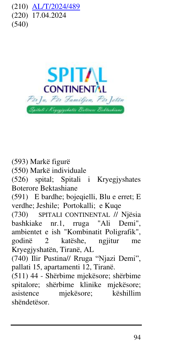 Zëri i markës spital; Spitali i Kryegjyshates Boterore Bektashiane në buletin