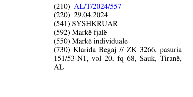 Zëri i markës SYSHKRUAR në buletin