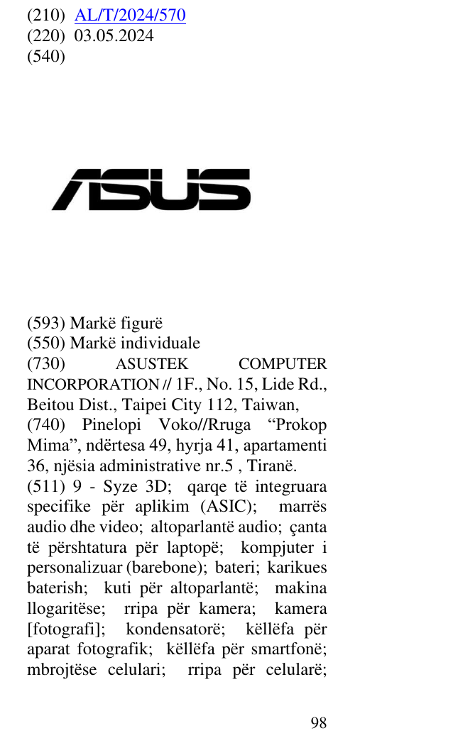 Zëri i markës ASUS në buletin