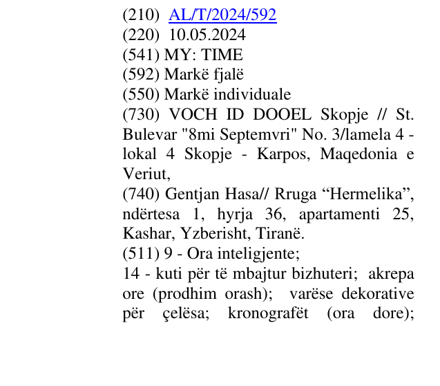 Zëri i markës MY : TIME në buletin