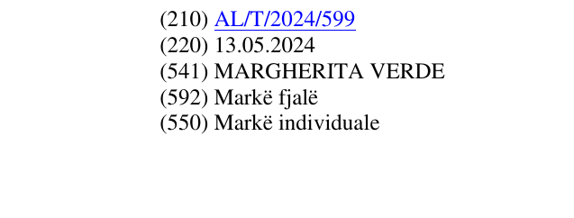 Zëri i markës MARGHERITA VERDE në buletin