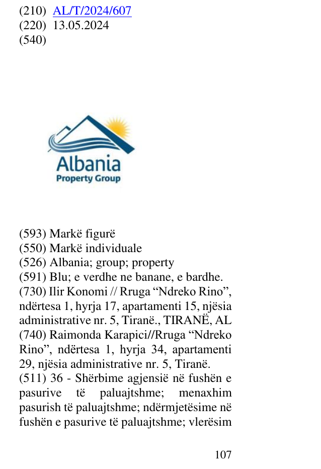 Zëri i markës Albania; group; property në buletin