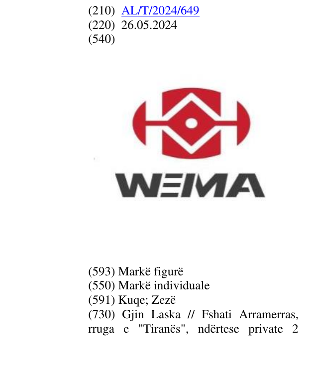 Zëri i markës WEMA në buletin