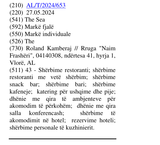 Zëri i markës The në buletin