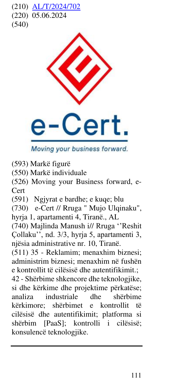 Zëri i markës Moving your Business forward, e- Cert në buletin