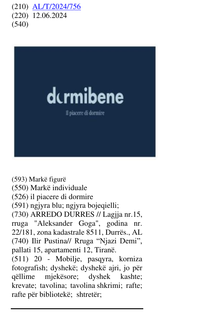 Zëri i markës il piacere di dormire në buletin