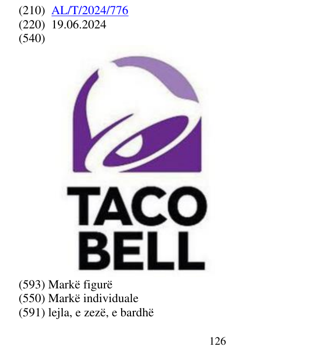 Zëri i markës TACO BELL në buletin