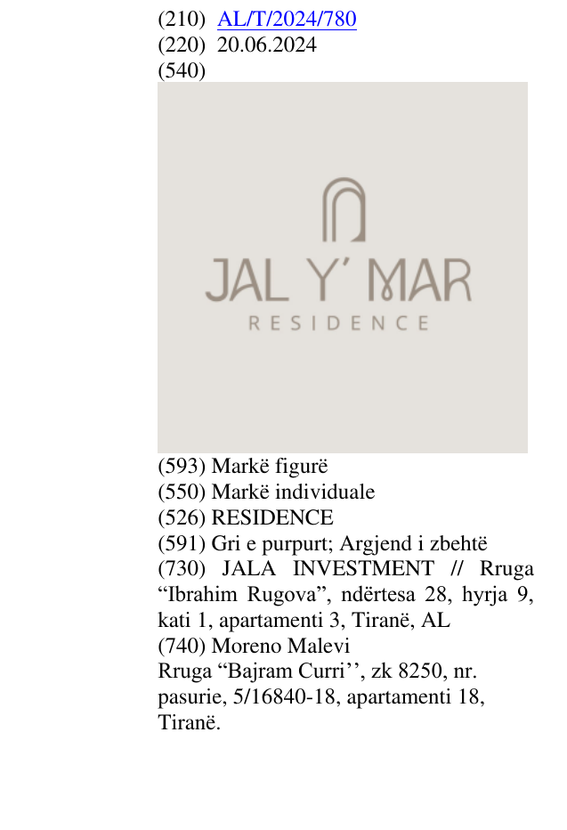 Zëri i markës RESIDENCE në buletin