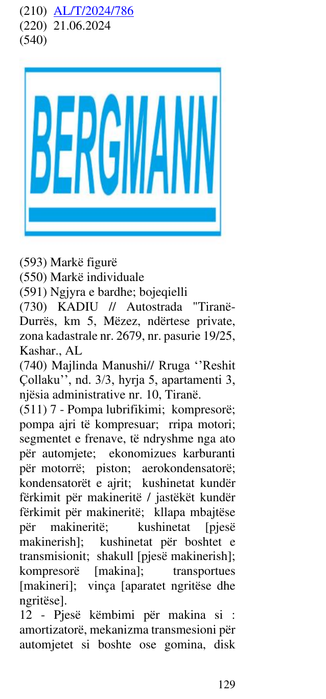 Zëri i markës BERGMANN në buletin