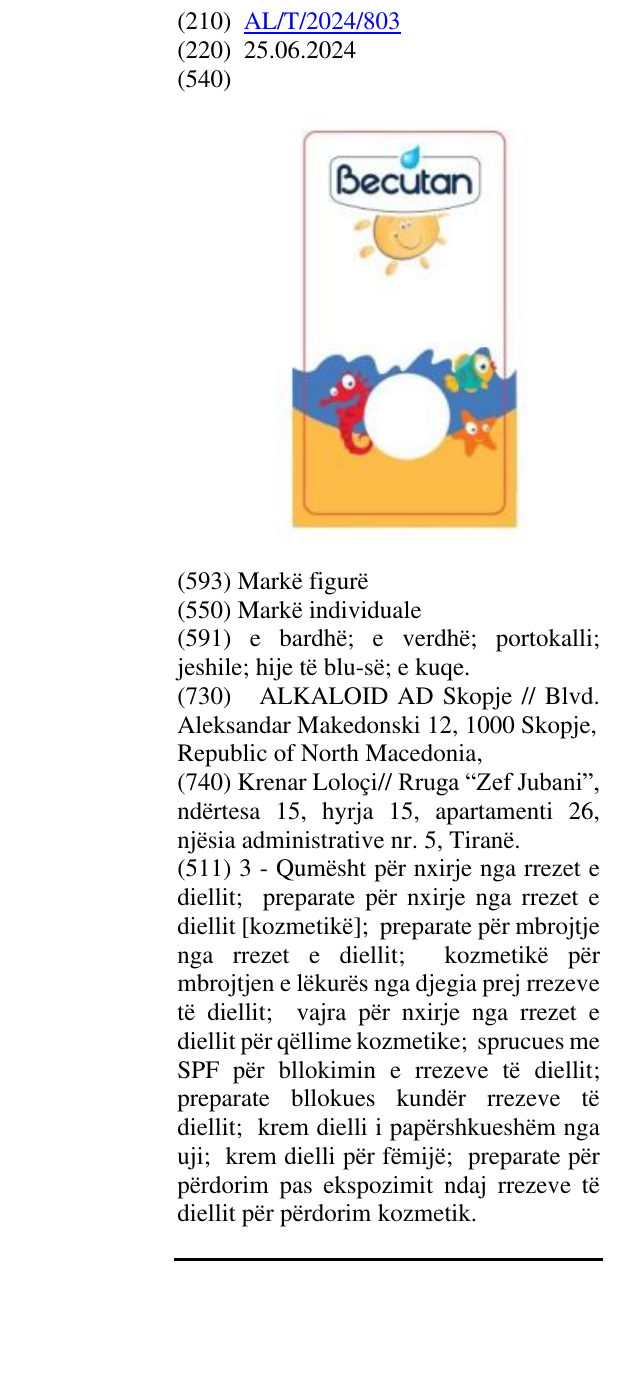 Zëri i markës Becutan në buletin